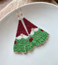 Handmade Christmas tree snow-gnome fringe earrings  - Image 5