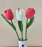  tulip mini bouquet, crochet flowers pink and cream - Image 3