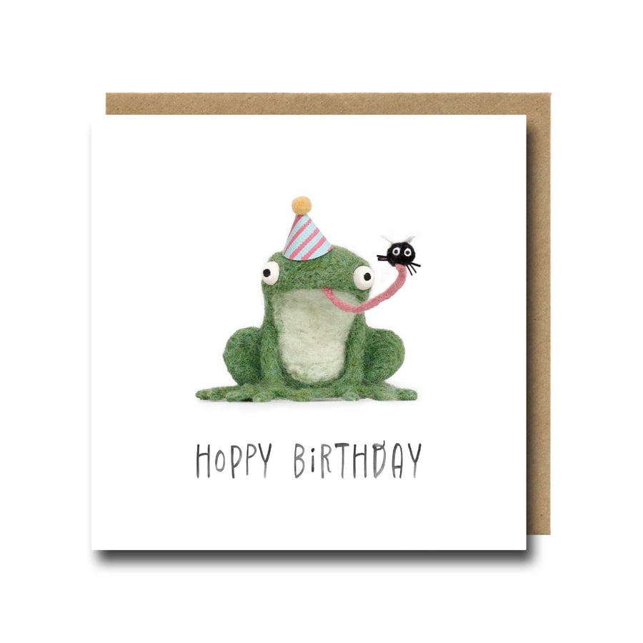 Frog Birthday Card – Funny Needle Felt Amphibian Art Print