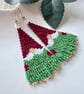 Handmade Christmas tree snow-gnome fringe earrings  - Image 2