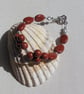Red Jasper Gemstone Beaded Bracelet "Silken Sunrise"