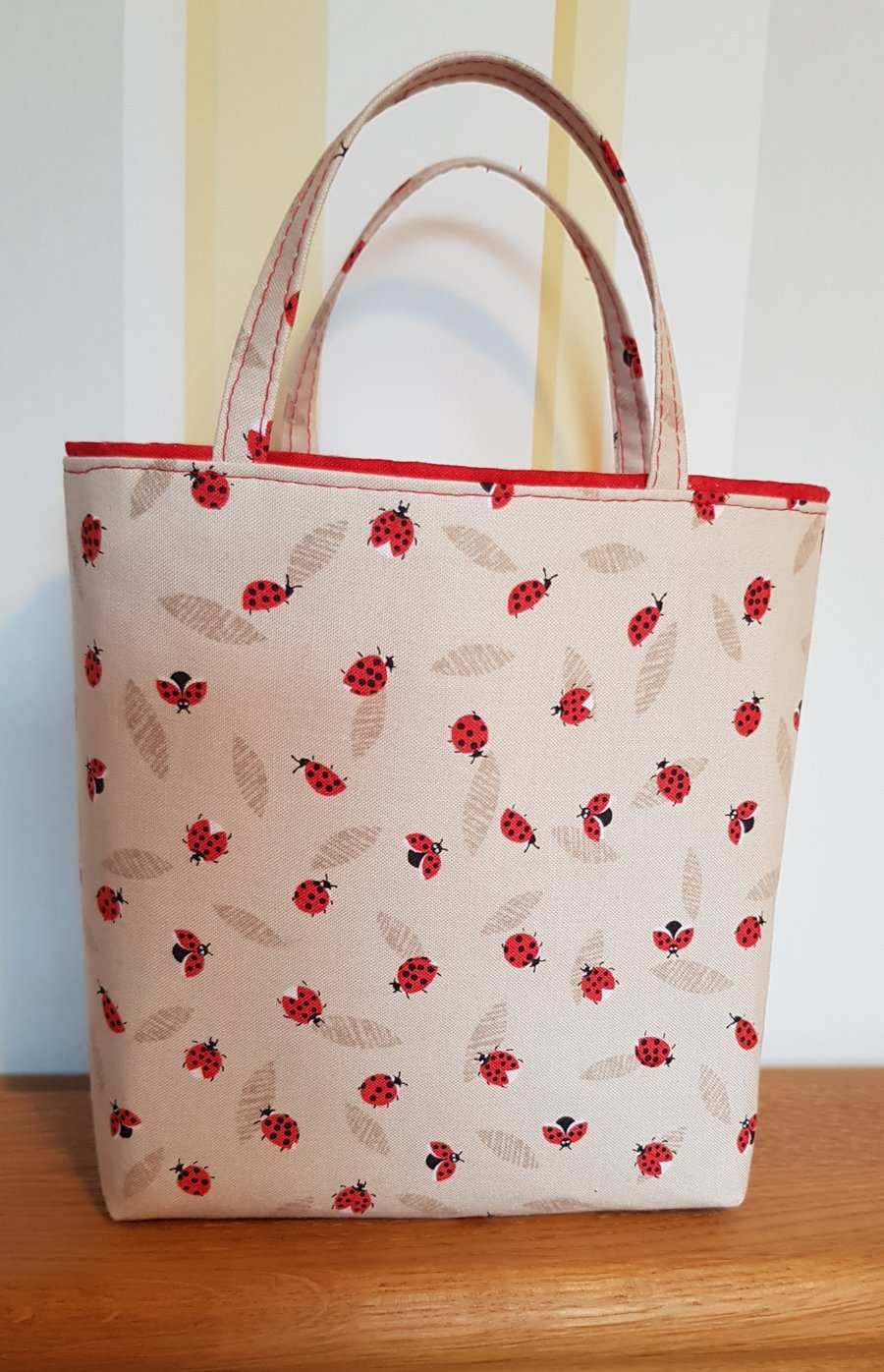  Fabric reusable gift bag: ladybirds 