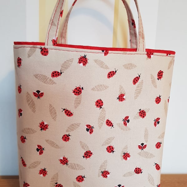  Fabric reusable gift bag: ladybirds 