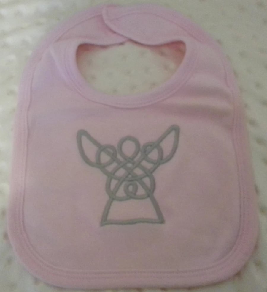 Pink Bib - Celtic Angel Embroidery