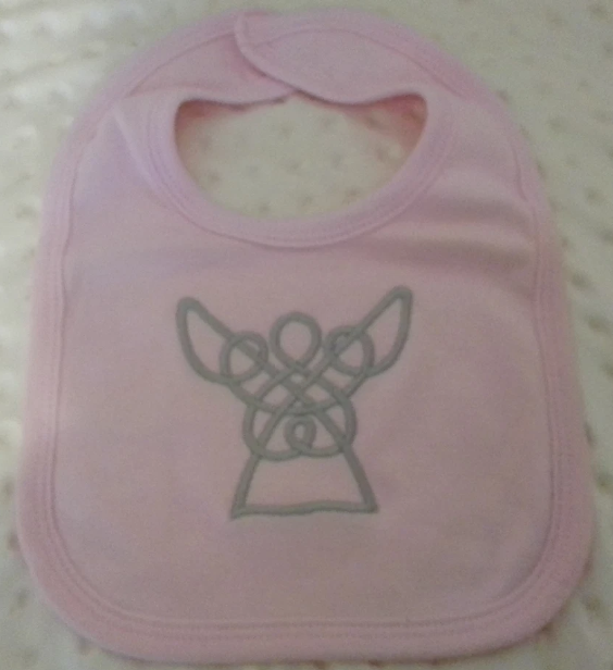 Pink Bib - Celtic Angel Embroidery