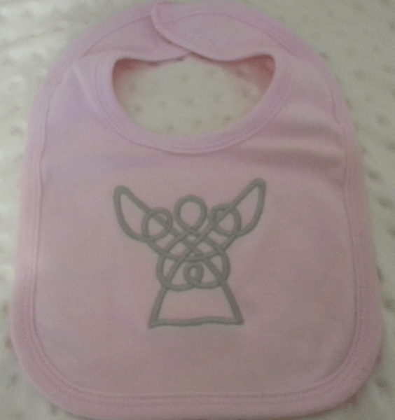 Pink Bib - Celtic Angel Embroidery