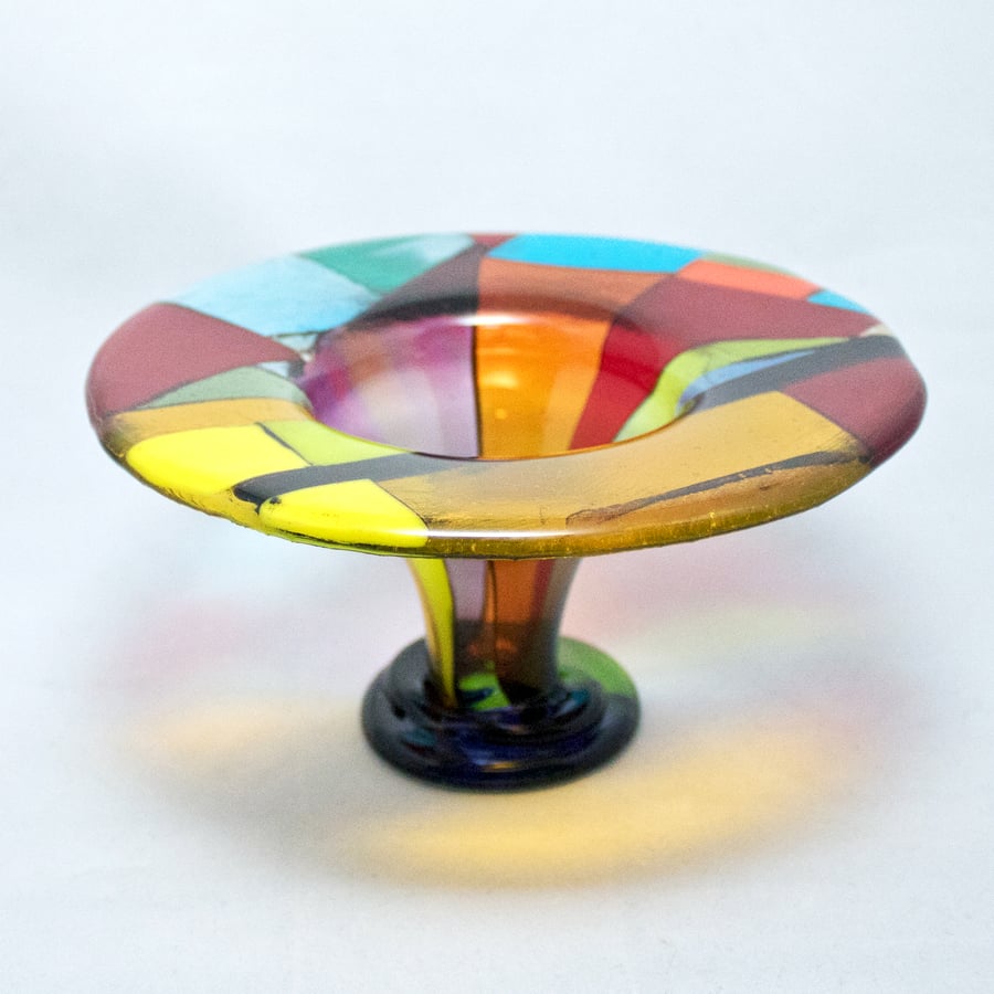 Small Multi-Coloured Fused Glass Vase