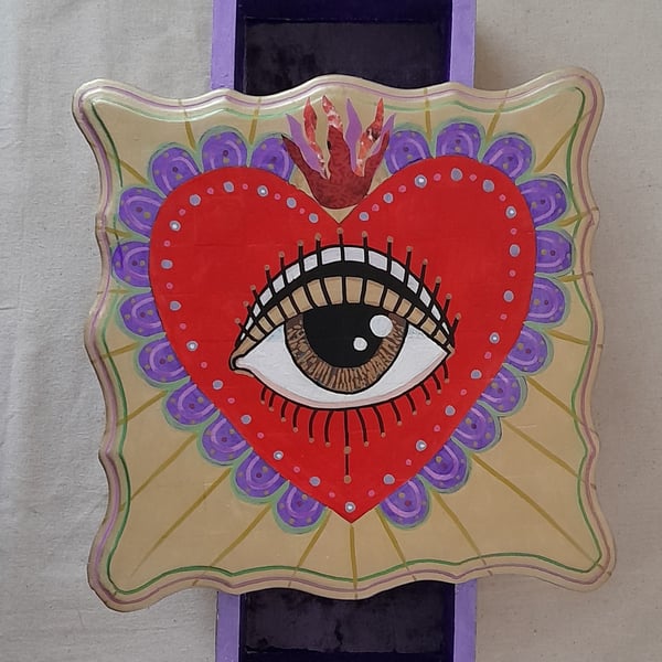 Sacred Heart Altar Box - hand-painted keepsake for intentions & tiny treasures