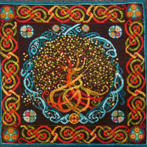 Celtic Tree of Life Tapestry Wall-hanging Kit,  Counted Cross-stitch Kit 