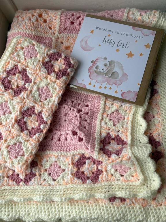 Cot blanket, matching pouch and card (gift set)