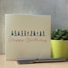 Birthday Candles - Happy Birthday Card - Hand painted card - Blue