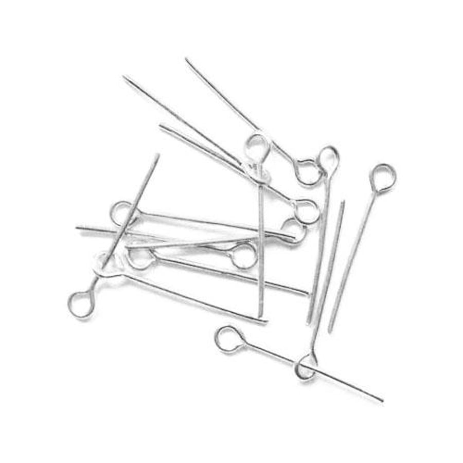 Iron Eye Pins - Silver, 0.7mm x 20mm - Pack of 200 - Durable Findings for Jewell