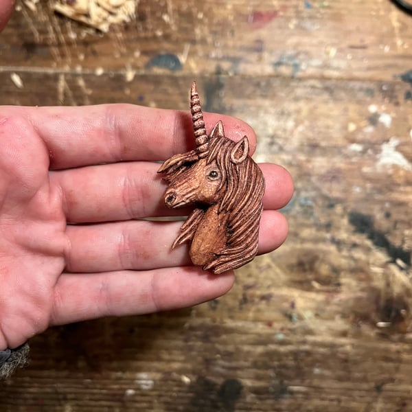 Hand Carved Unicorn Pendant