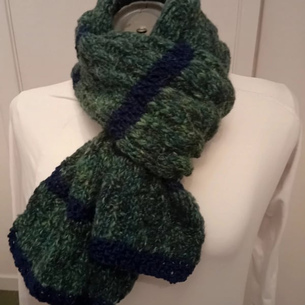 green and blue scarf