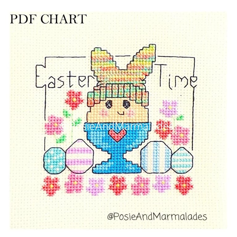 Easter Time Egg Cup cross stitch Instant digital Download PDF chart