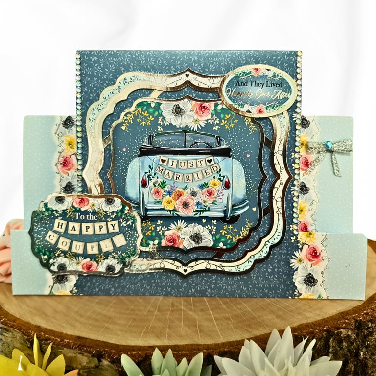 Wedding Day Handmade Keepsake Stepper Card "And They Lived Happy Ever After"