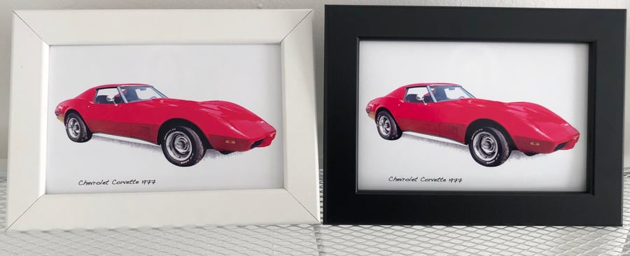 Chevrolet Corvette 1977 - 4x6" Photograph in a Black or White frame