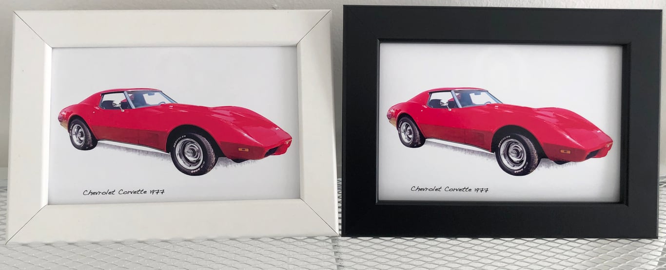 Chevrolet Corvette 1977 - 4x6" Photograph in a Black or White frame