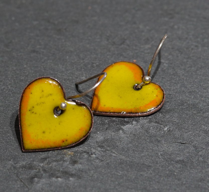Heart shaped enamel earrings