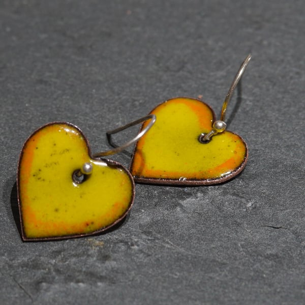 Heart shaped enamel earrings
