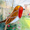 Stained Glass Robin Suncatcher - Handmade Window Decoration 