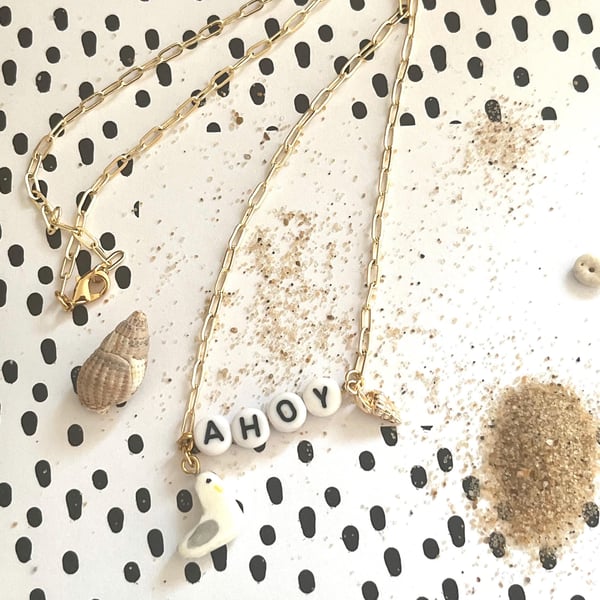 Handmade ahoy Necklace, nautical inspired jewellery, summer necklace