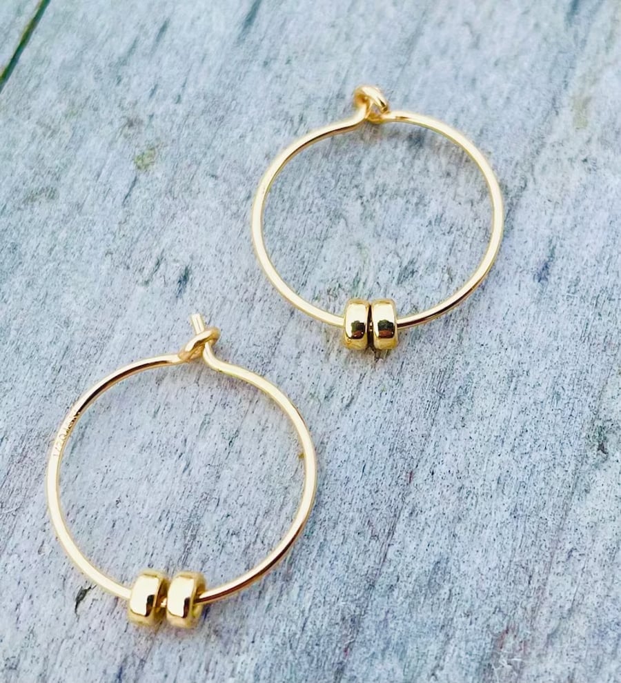 14k Gold Filled Hoop Earrings with Rondelles
