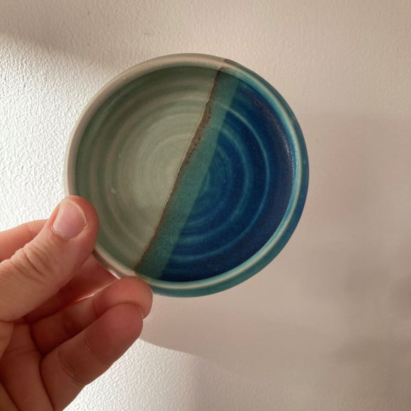 Ceramic handmade Ring dish - Glazed in turquoise and greens