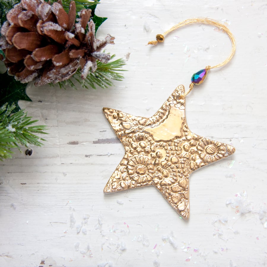 Gold Christmas Star Decoration
