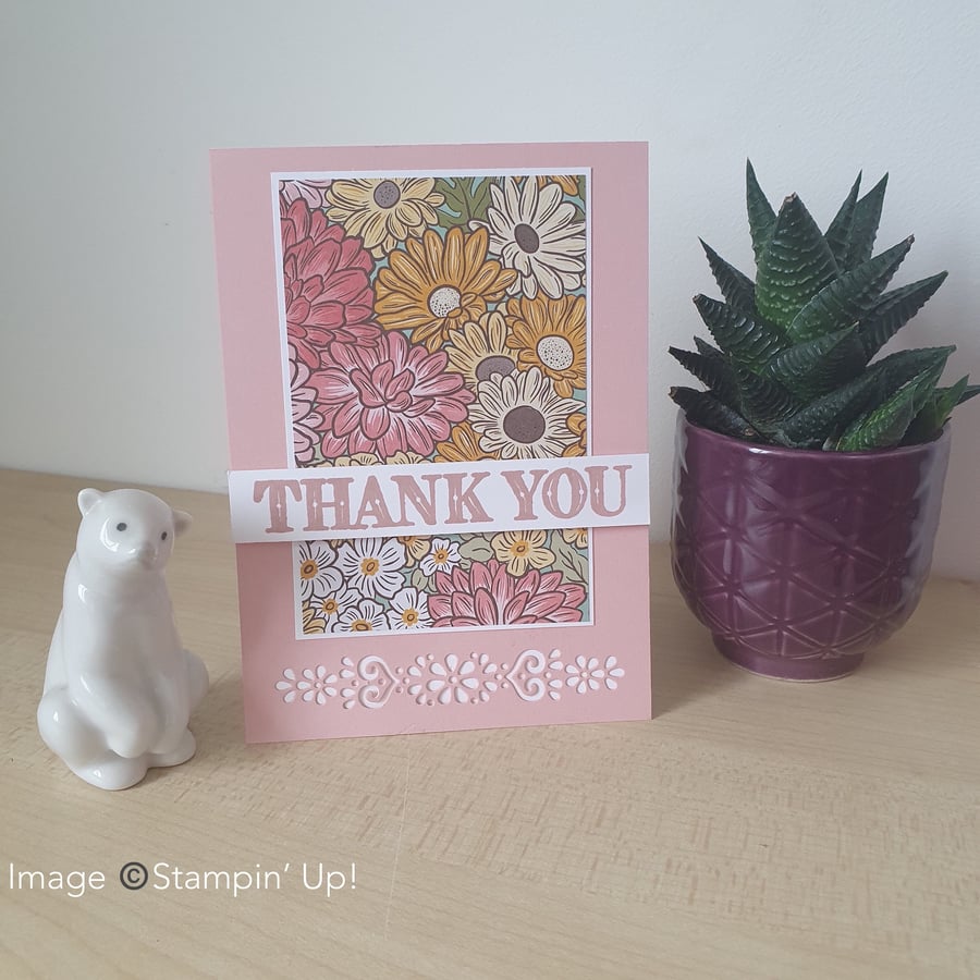 Stampin Up! floral thank you card - Folksy