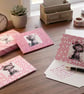 Handmade Cat pink small Envelopes - Shimmer Card Inserts x 5