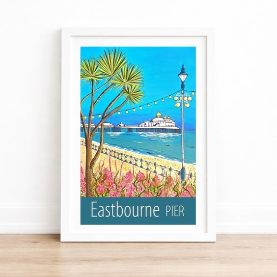Eastbourne Pier travel poster print by Susie West