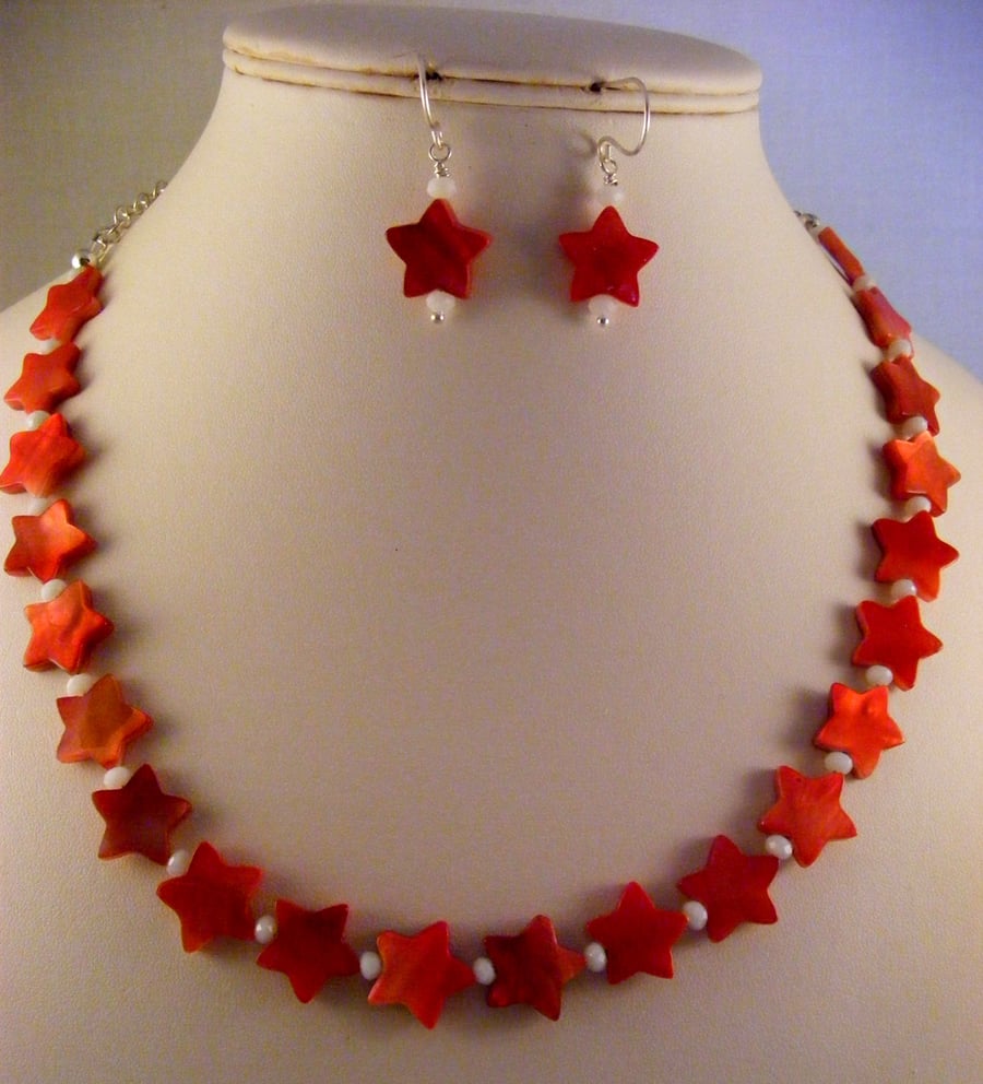 Red Star Shell Jewellery Set