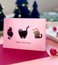 Pink Christmas Cat Card - Folksy