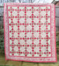 Traditional Red and Cream Patchwork Quilt - Image 2