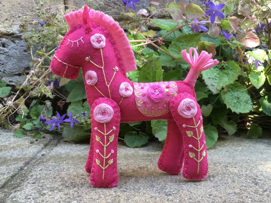 Fuchsia the Little Hand Embroidered Horse 