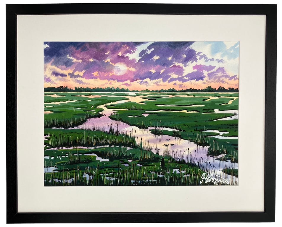Over, Ouse Fen, Framed Art Print 20"x16" Frame Cambridgeshire Landscape