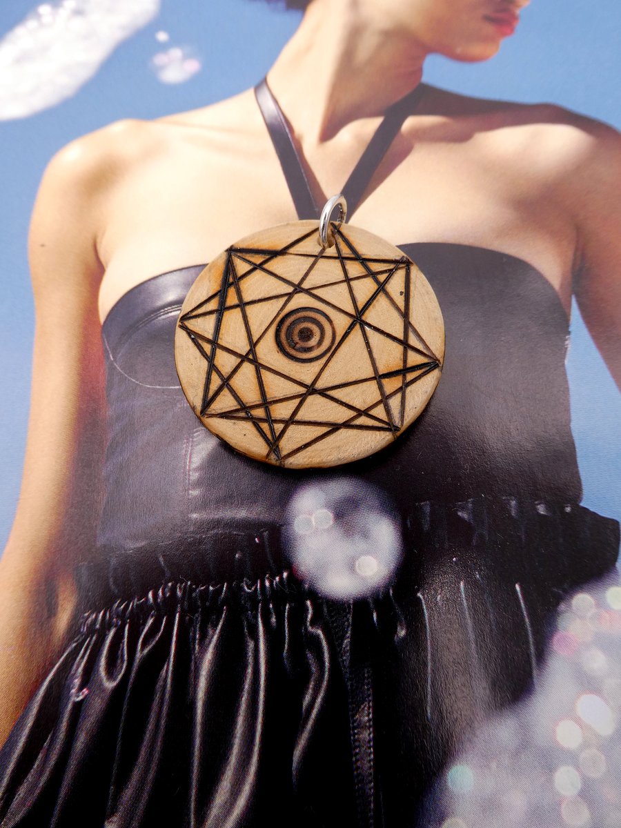 Sacred geometry pendant, wooden pendant, light codes