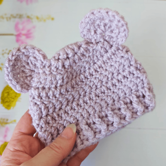 Crochet Baby Teddy Bear Beanie Hat Shower Gift 