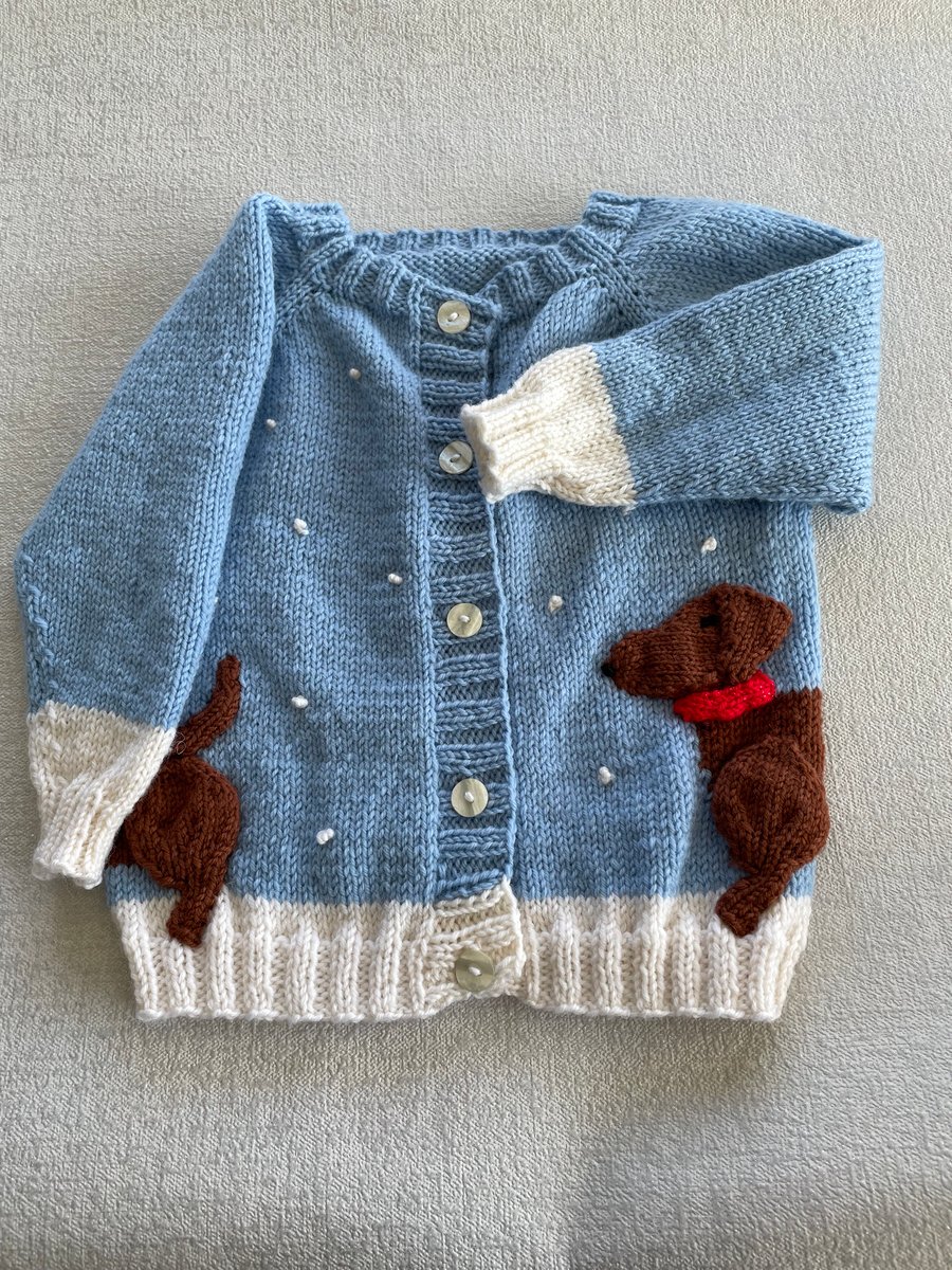 Cardigan with Daschund dog design