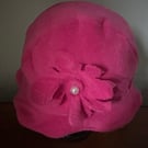 Pink Fleece Cloche Hat