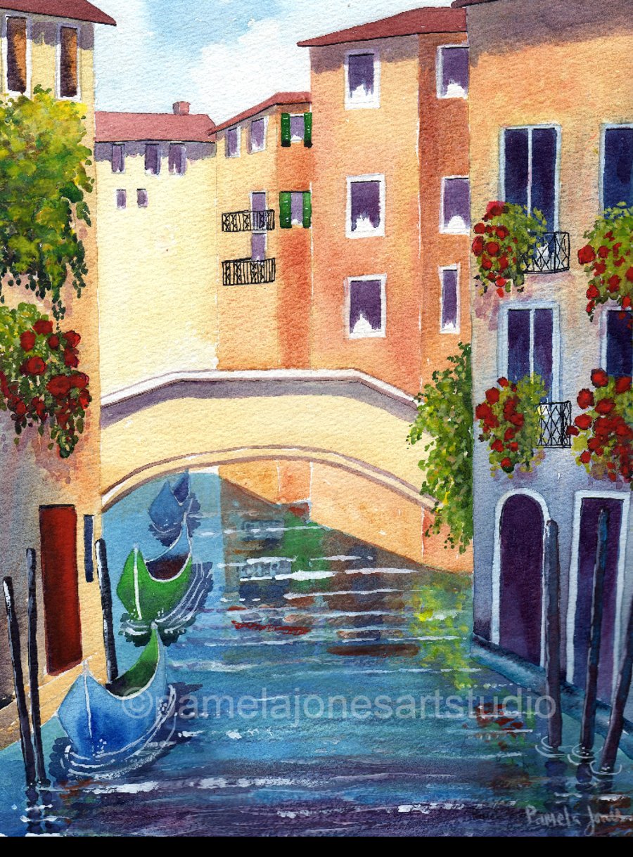 Venice, Original Watercolour, in 20 x 16 '' Mount
