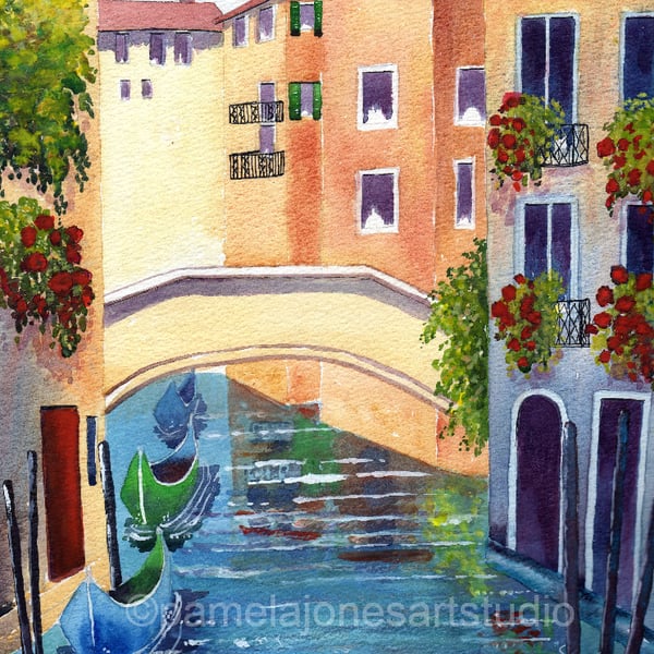 Venice, Original Watercolour, in 20 x 16 '' Mount