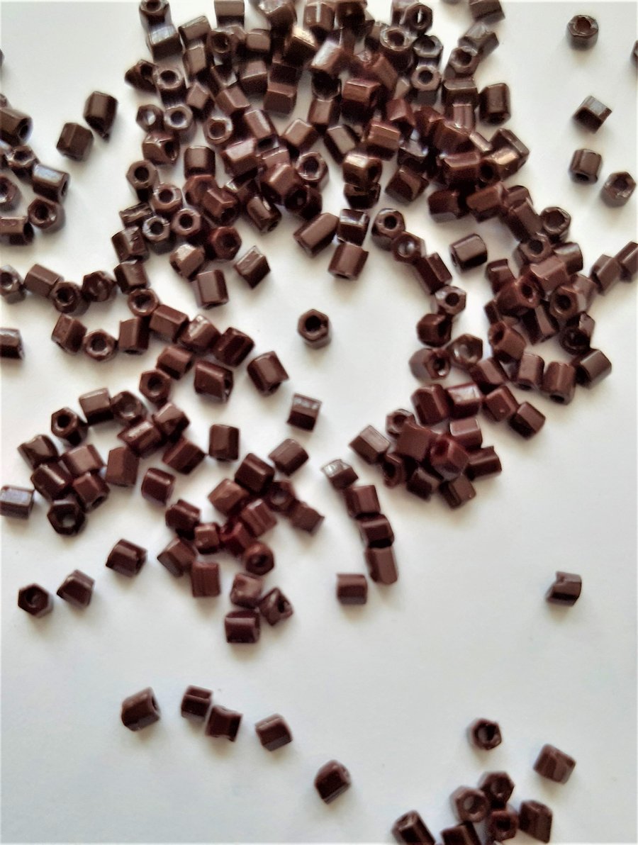 Dark Brown Hexagon beads, size 11, small beads for jewellery making and crafts