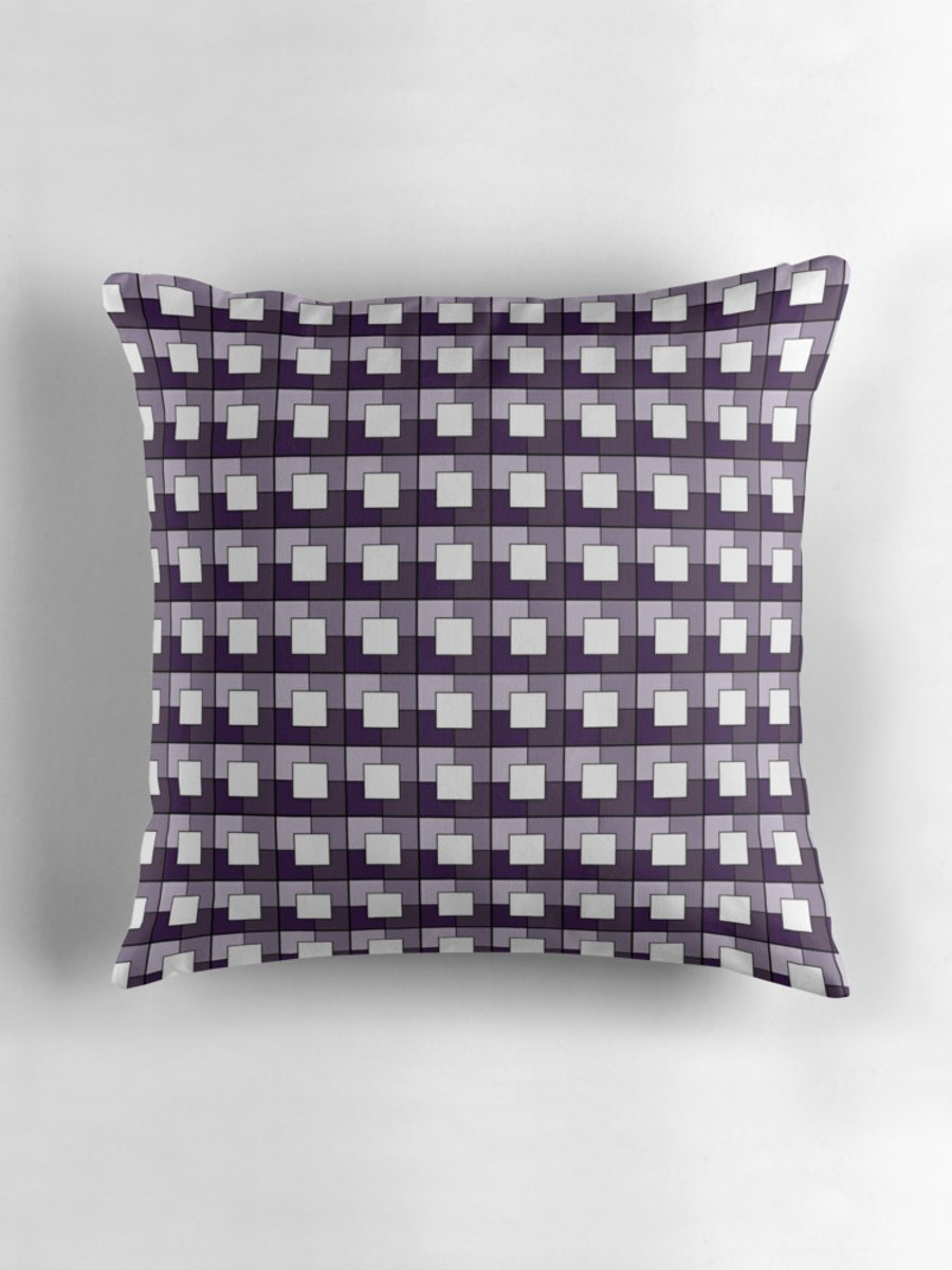 Purple and Cream Squares Geometric Cushion Cover16 inch