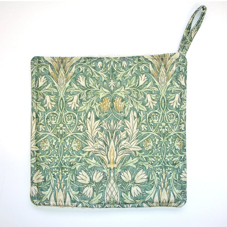 Pot Holder William Morris Green Snakeshead Grab Mat Kitchen Chefs Pad Floral