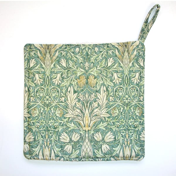 Pot Holder William Morris Green Snakeshead Grab Mat Kitchen Chefs Pad Floral