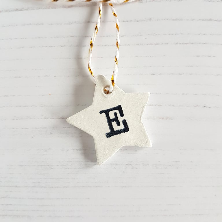 Star shaped Initial decoration, clay, handmade