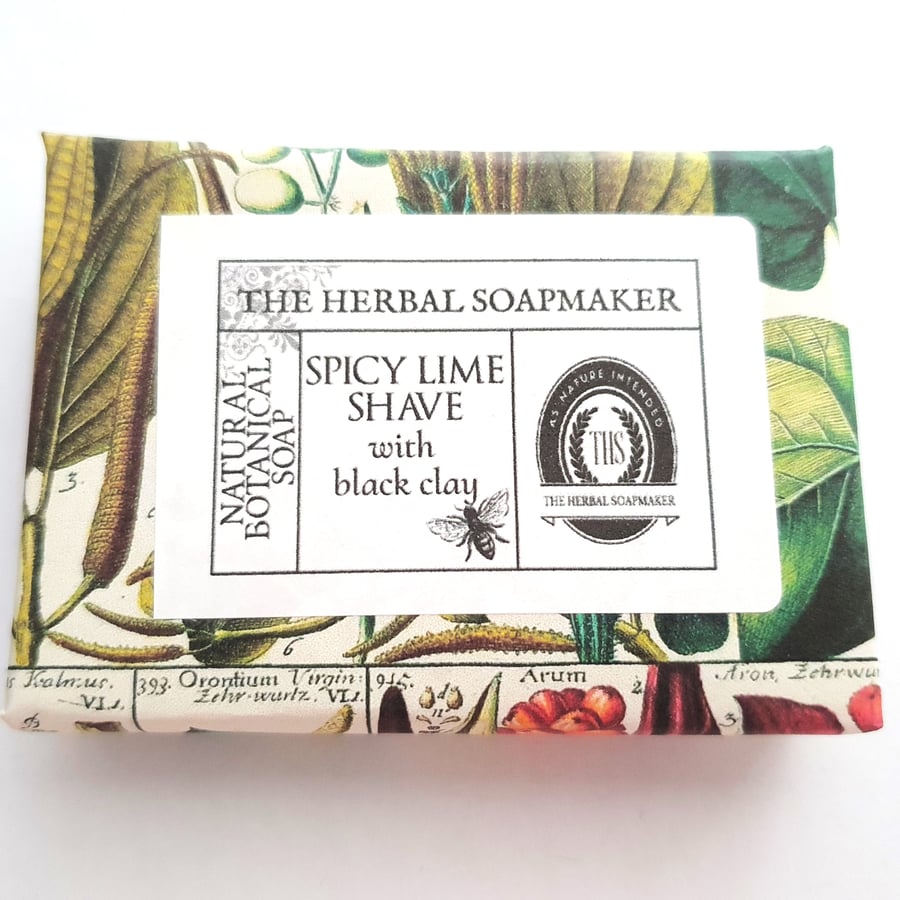 Spicy Lime Shave with black clay natural soap with essential oils