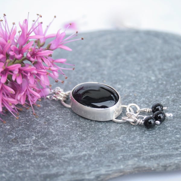 Sterling silver and onyx gemstone necklace